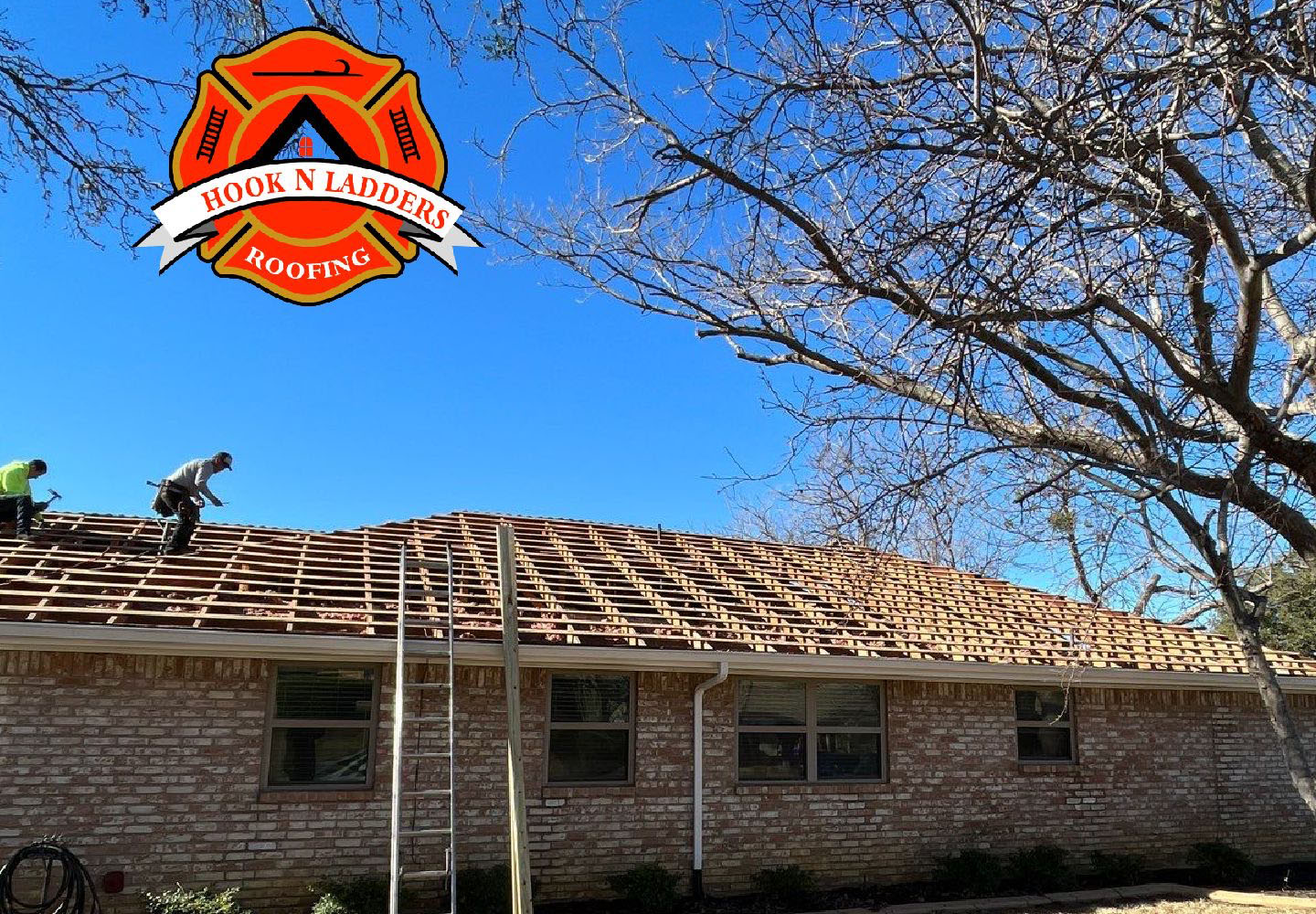 Roof Repalcement page Hook N Ladders Stripped roof of home ready for a roof replacement
